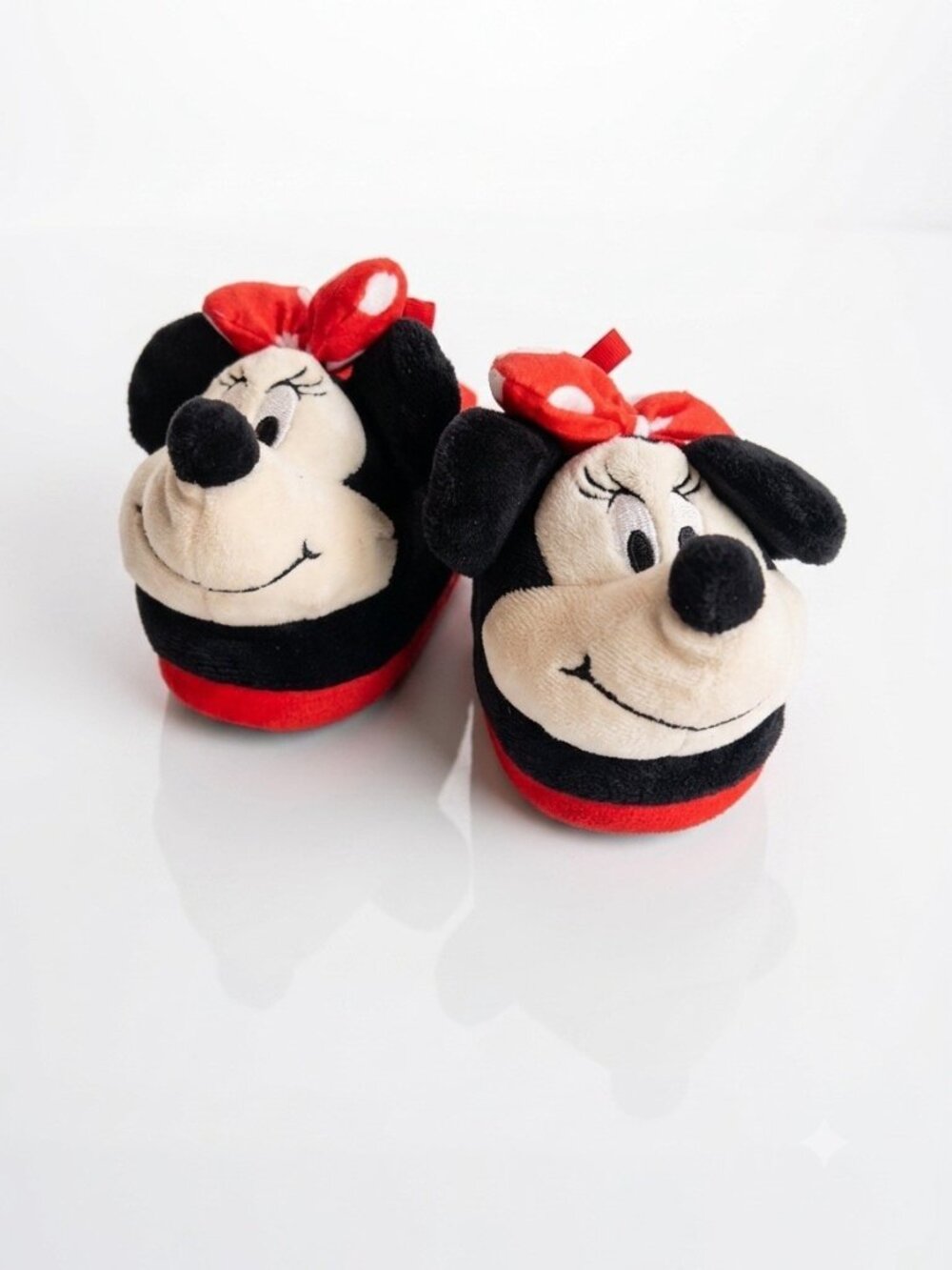Disney Minnie Mouse Plush Slippers Red Polka Dot Toddler Size 7/8